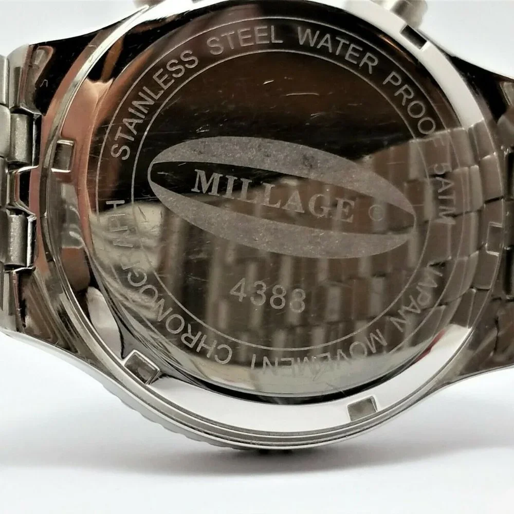Millage Classic 4388 Date Chronograph Stainless Steel Japan Movement - Nice!